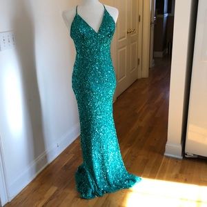 Green Sequin Evening Gown